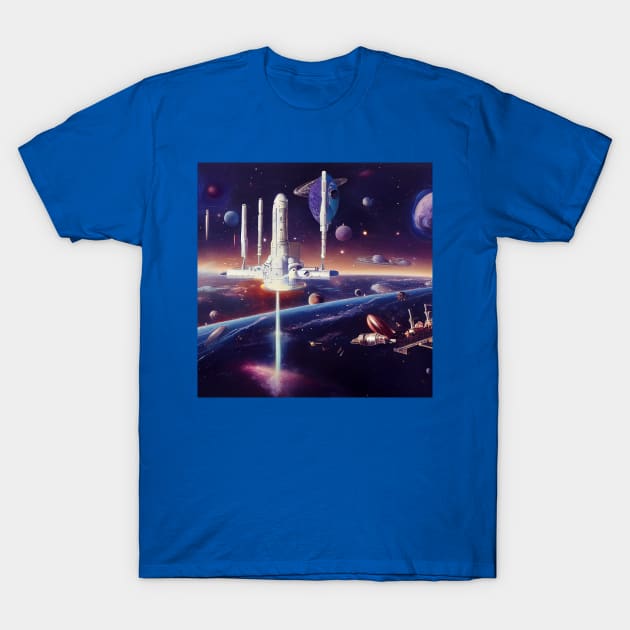 Interplanetary Spaceport T-Shirt by Grassroots Green
